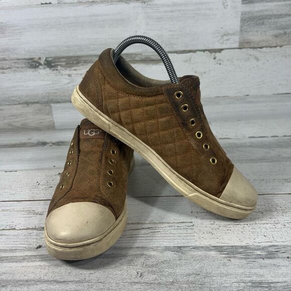 UGG Womens Jemma Quilted Suede Slip-On Cap Toe Sneaker Shoe Brown Size 9 - Picture 6 of 8